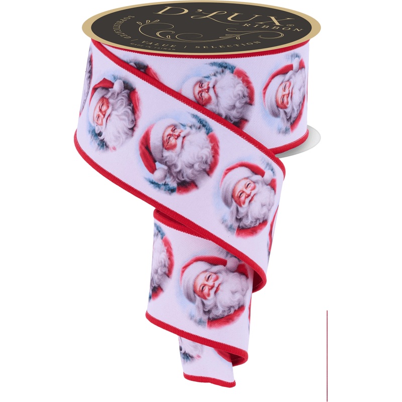2.5″ D’Lux Santa Fused Ribbon: White (10 Yards)