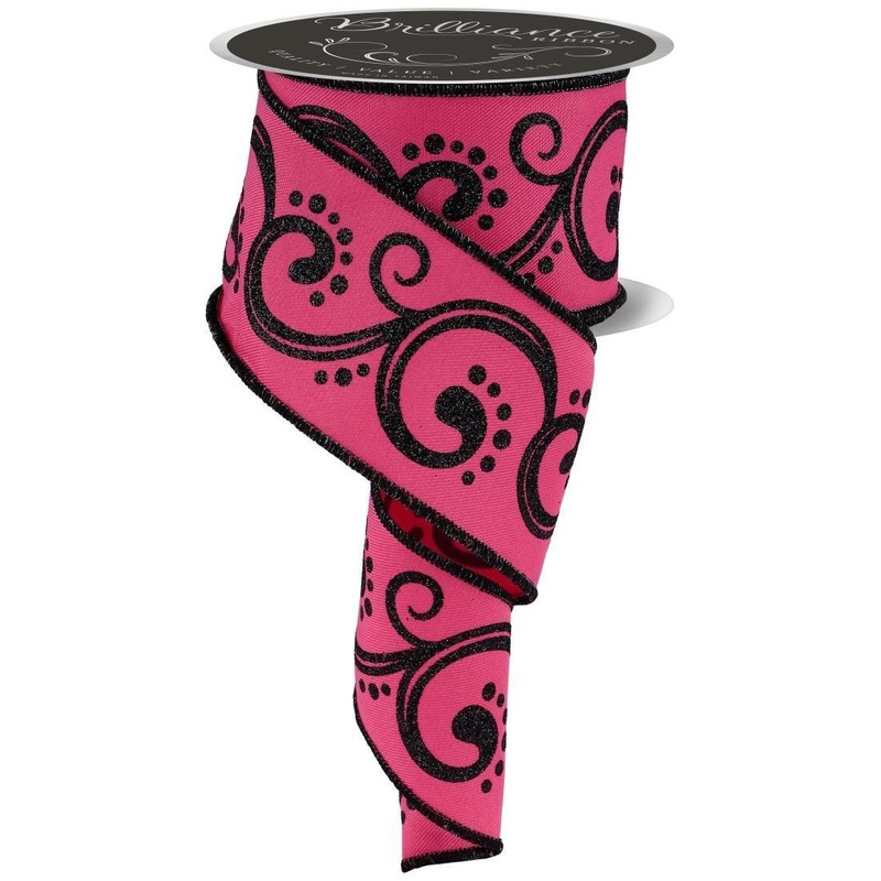 2.5″ D’Lux Swirl Design Ribbon: Hot Pink (10 Yards)
