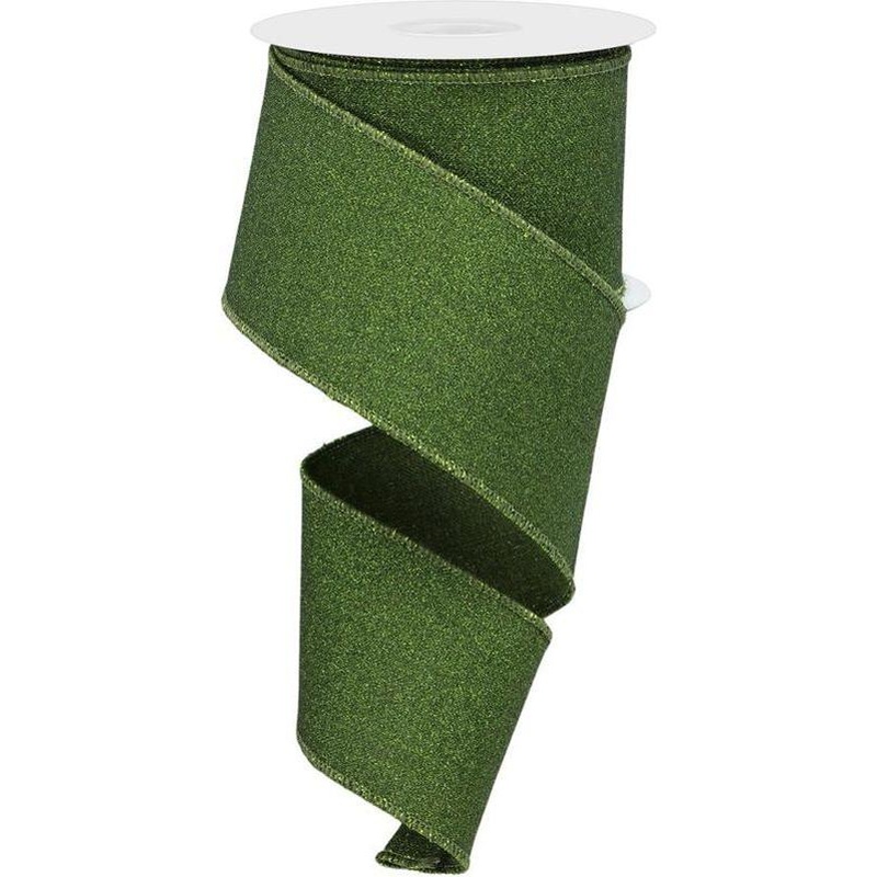 2.5″ Fine Glitter on Royal Ribbon: Moss Green (10 Yards)