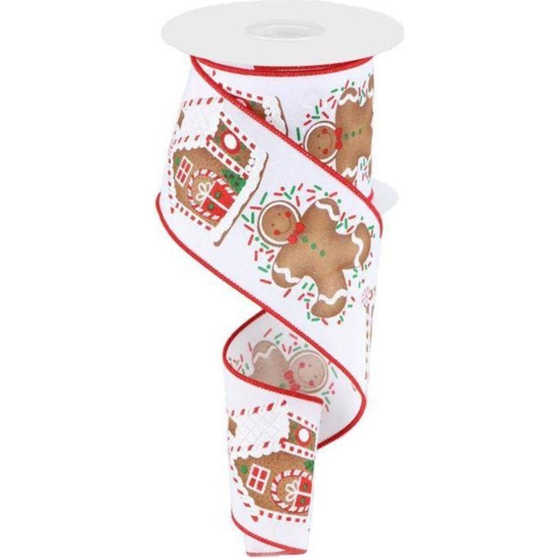 2.5″ Gingerbread Sprinkles Ribbon: White (10 Yards)