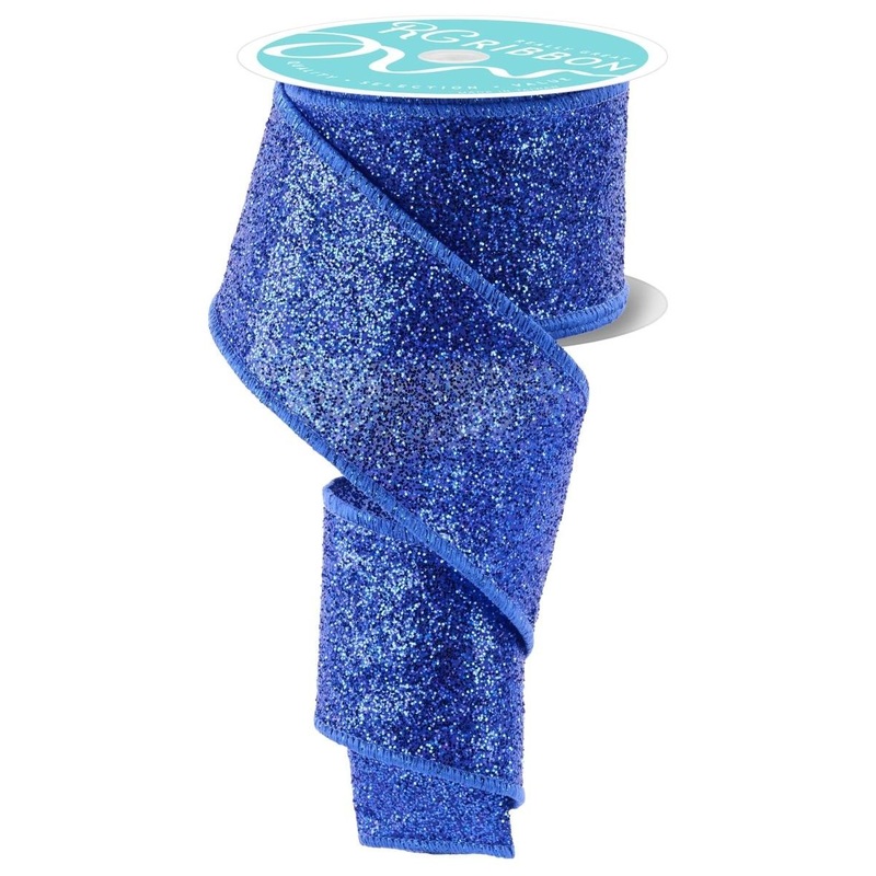 2.5″ Laser Glitter Ribbon: Royal Blue (10 Yards)