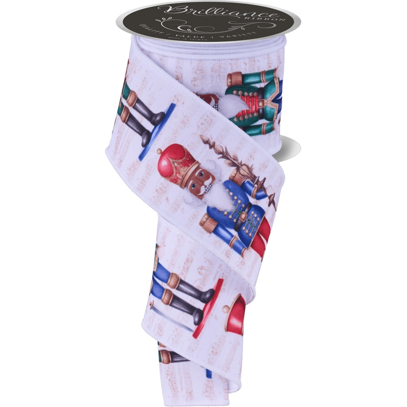 2.5″ LS Nutcracker Ribbon: White (10 Yards)