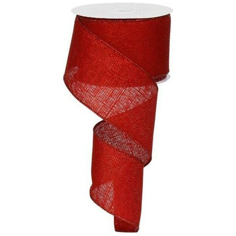 2.5″ Metallic Royal Canvas Ribbon: Red (10 Yards)