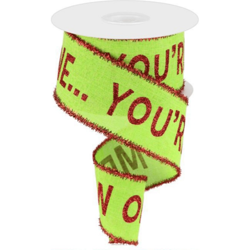 2.5″ Your A Mean One Royal Tinsel Ribbon: Lime Green (10 Yards)