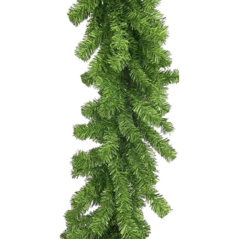 9′ Green Tinsel Garland, Unlit