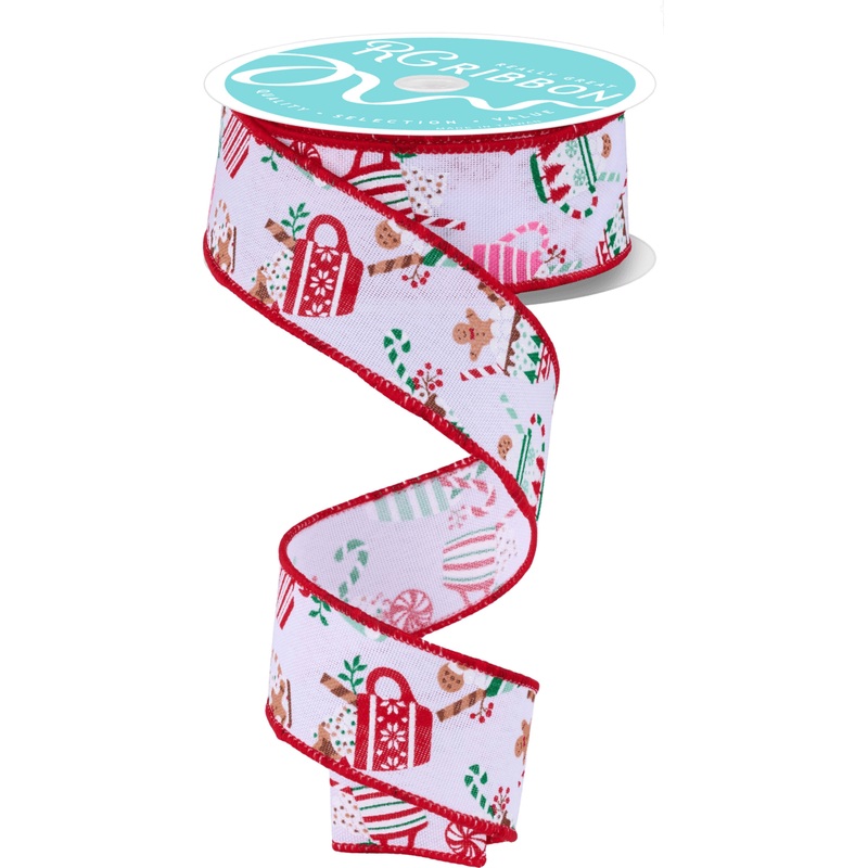 1.5″ Hot Cocoa Mugs Ribbon: White (10 Yards)