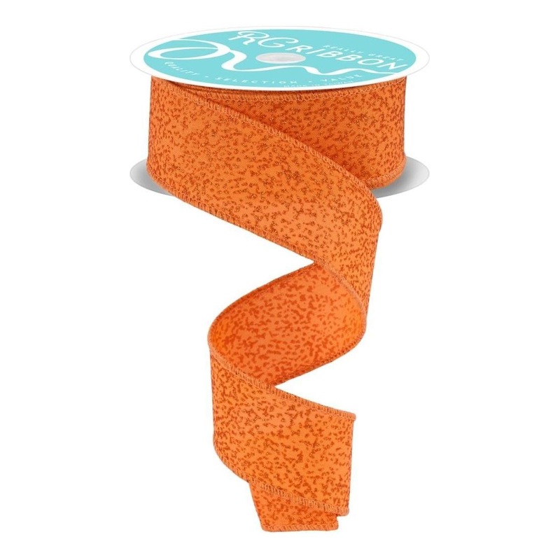 1.5″ Irregular Spotted Glitter Ribbon: Orange (10 Yards)