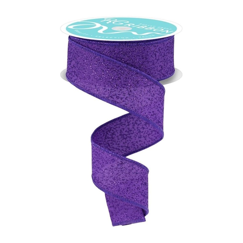 1.5″ Irregular Spotted Glitter Ribbon: Purple (10 Yards)