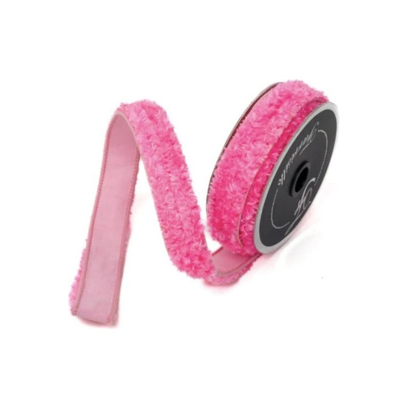 1″ Plush Chenille Ribbon: Pink (10 Yards)