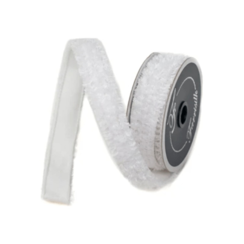 1″ Plush Chenille Ribbon: White (10 Yards)