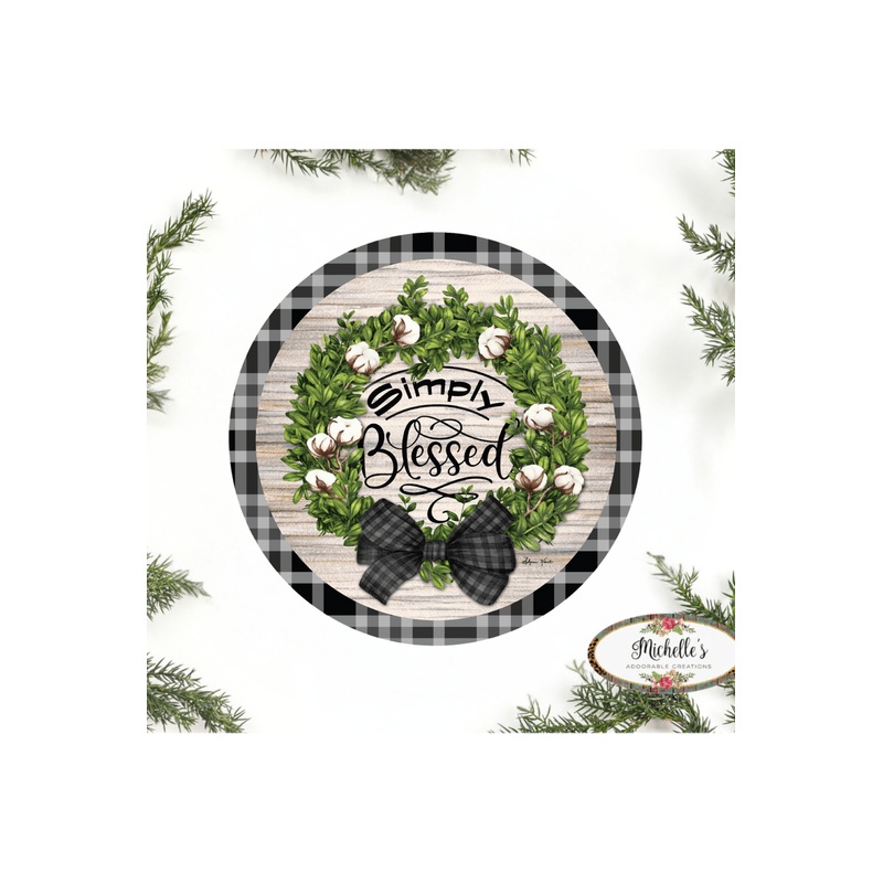 12″ Waterproof Round Sign: Cotton Pod Simply Blessed