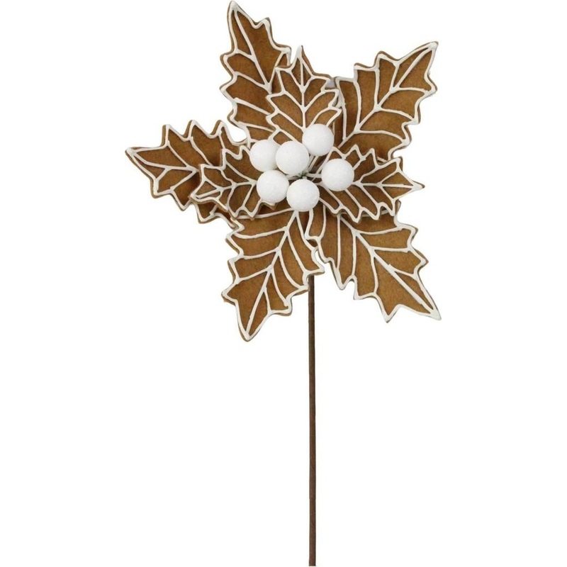 13″ Gingerbread Poinsettia Pick