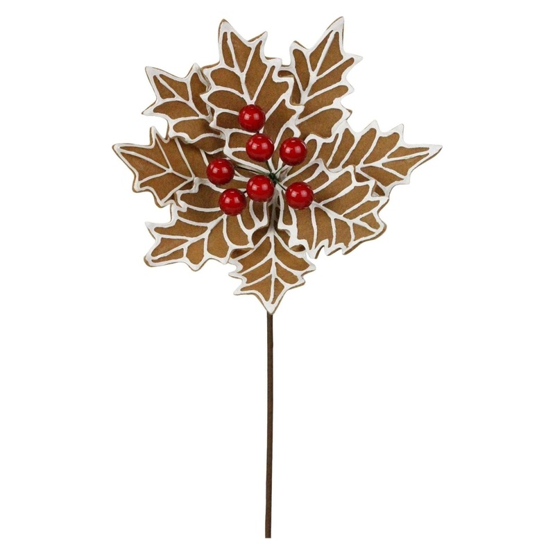 14″ Gingerbread Poinsettia Stem