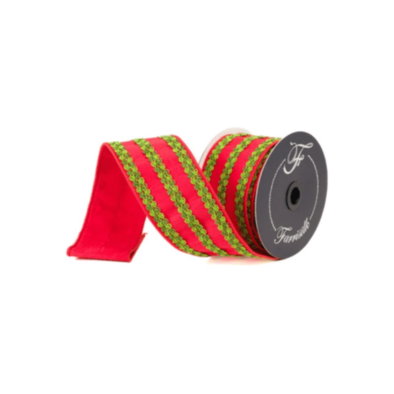 2.5″ Carnival Swirls Ribbon: Red/Green (10 Yards)