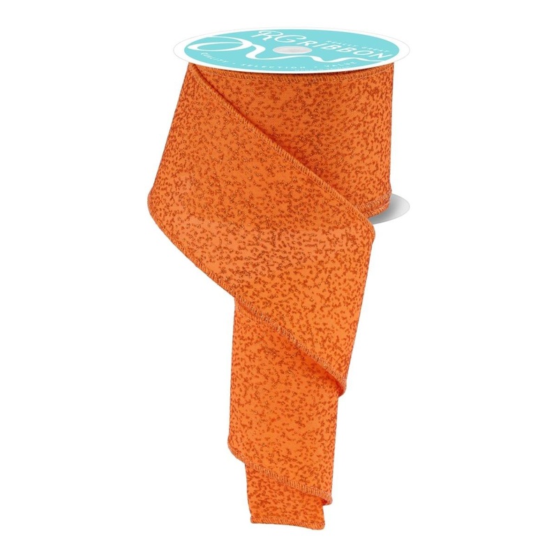2.5″ Irregular Spotted Glitter Ribbon: Orange (10 Yards)
