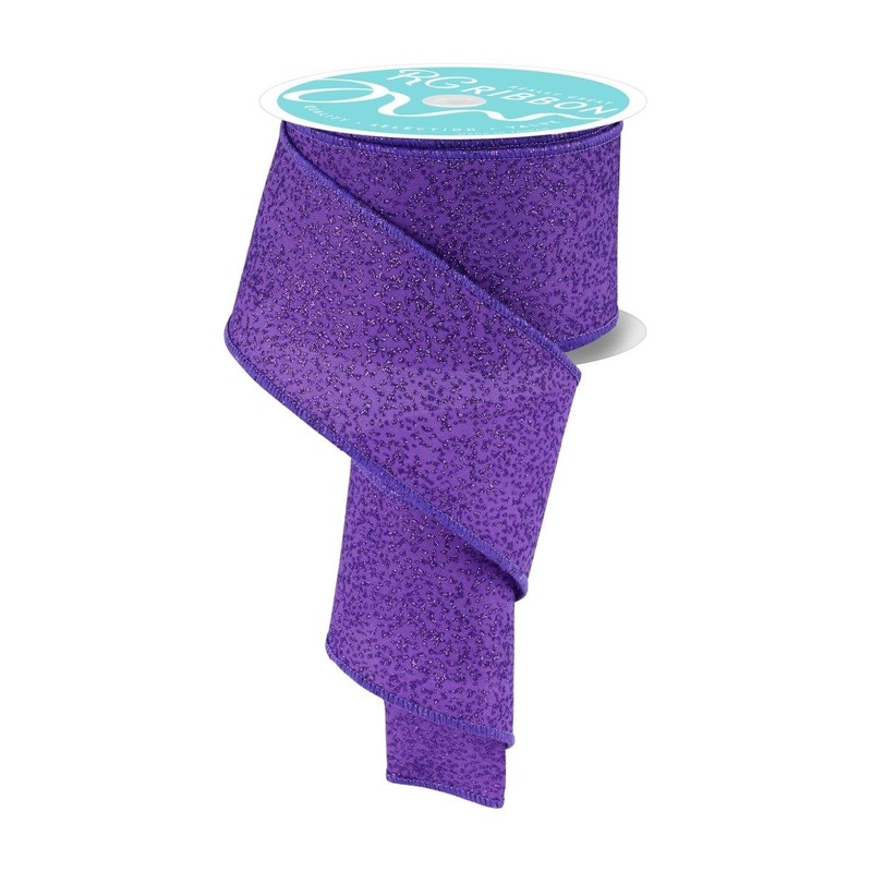 2.5″ Irregular Spotted Glitter Ribbon: Purple (10 Yards)