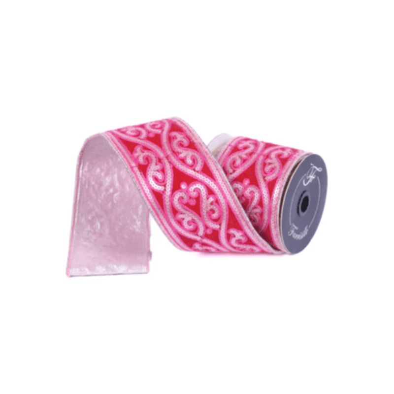 4″ Morris Tapestry Ribbon: Light Pink (5 Yards)
