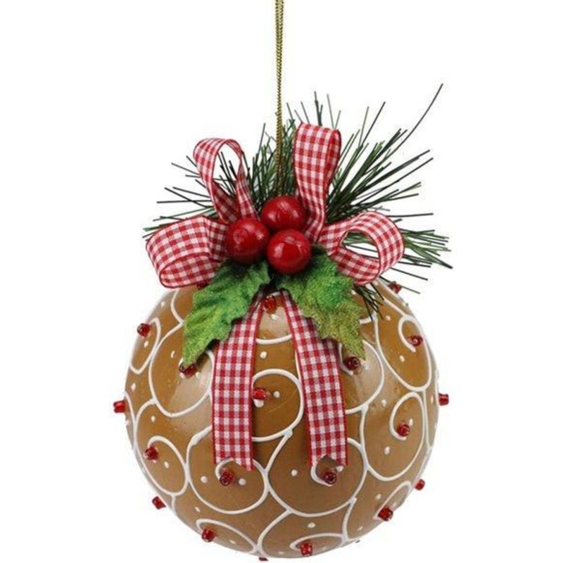 4″ Swirl Gingerbread Ball Ornament