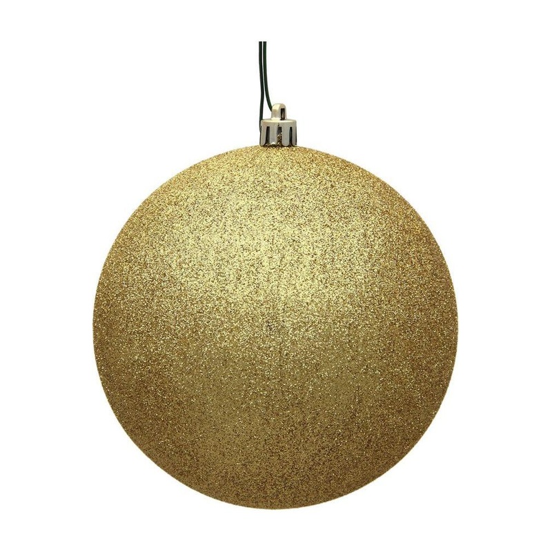Gold Glitter Ball Christmas Ornaments (6 pack)