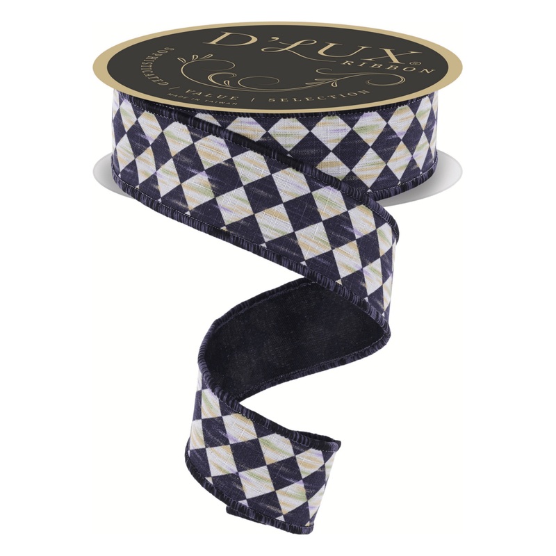 1.5″ Antique Diamond Fused Ribbon: Black (10 Yards)