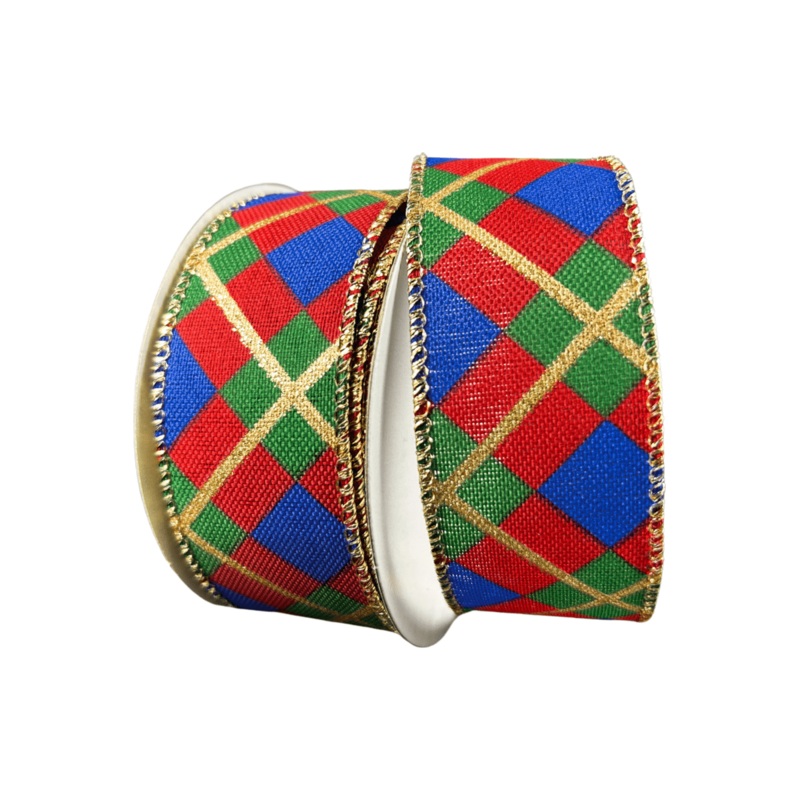 1.5″ Georgina Christmas Plaid Ribbon: Red, Blue and Green (10 Yards)