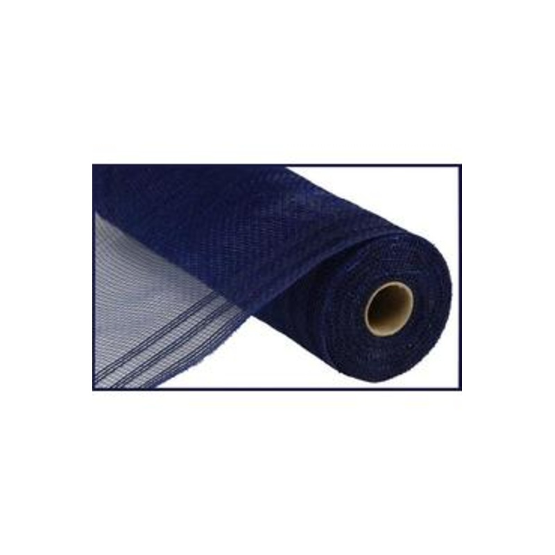 10″ Border Stripe Mesh Ribbon: Navy Blue (10 Yards)