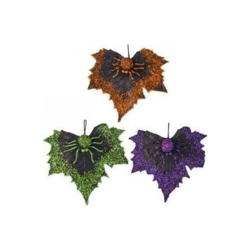 10″ Sequin Spider on Leaf