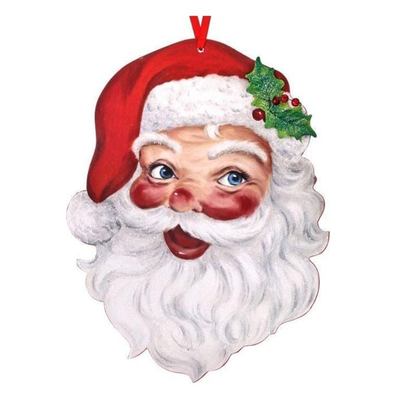 16″ Retro Santa Head Ornament Wall Piece