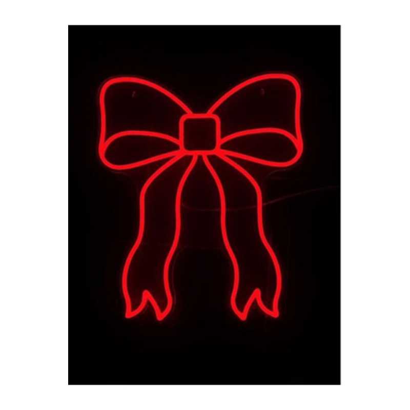 19″ Lighted Neon Bow Christmas Window Silhouette