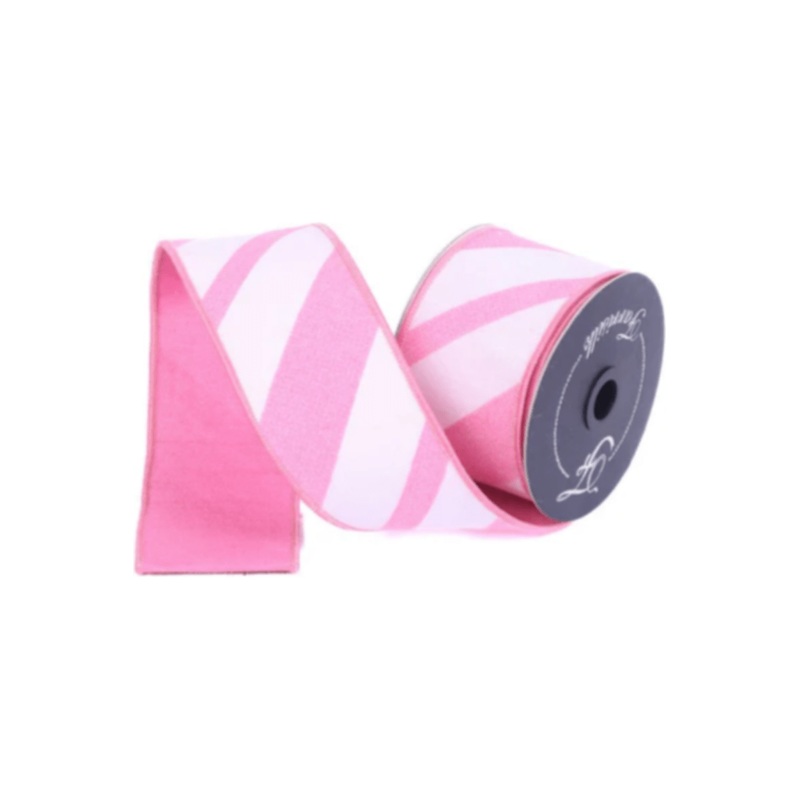 2.5″ Candy Gloss Striped Ribbon: Pink (10 Yards)
