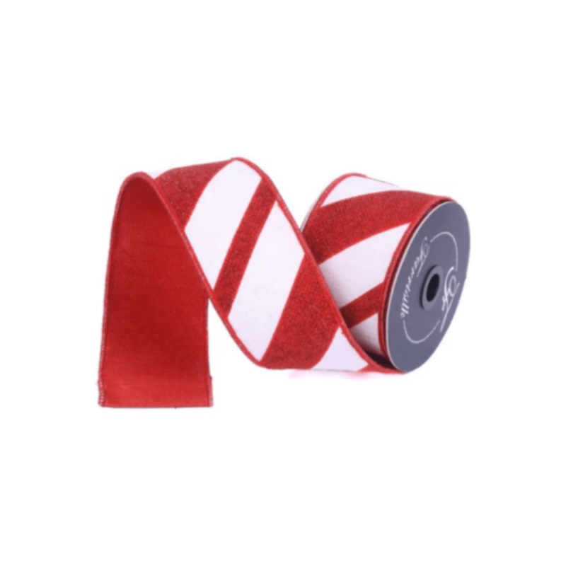 2.5″ Candy Gloss Striped Ribbon: Red (10 Yards)
