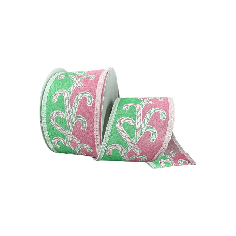 2.5″ Dual Glitter Candy Ribbon: Pink/Mint (10 Yards)