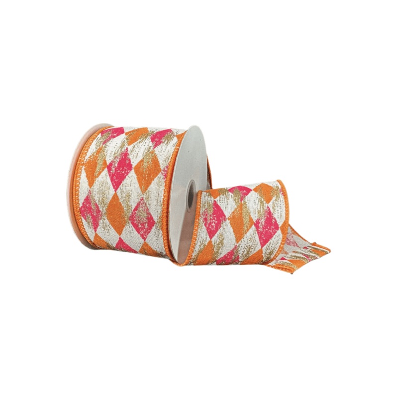 2.5″ Faded Harlequin Ribbon: Orange/Pink (10 Yards)