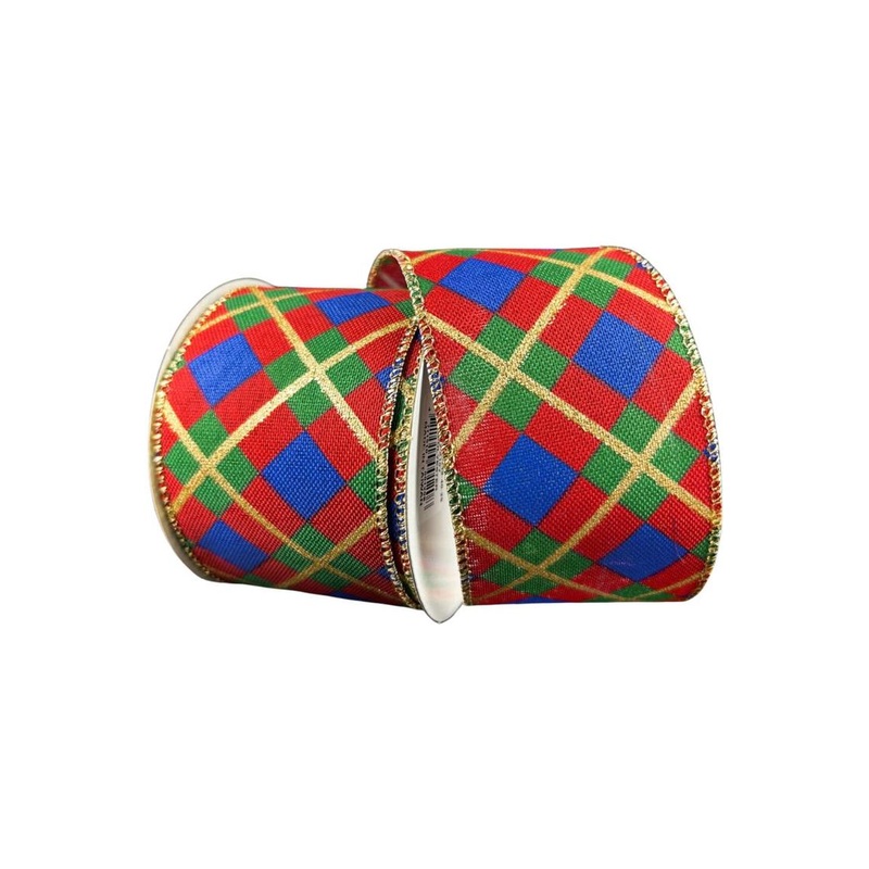 2.5″ Georgina Christmas Plaid Ribbon: Red, Blue and Green (10 Yards)