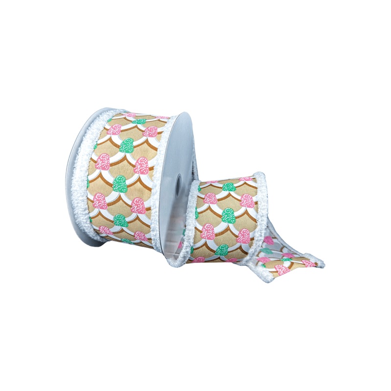 2.5″ Gumdrop Gingerbread Roof Drift Ribbon: Pastel (10 Yards)