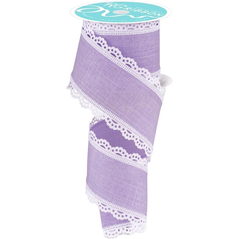 2.5″ Scalloped Edge Ribbon: Light Lavender/White (10 Yard)