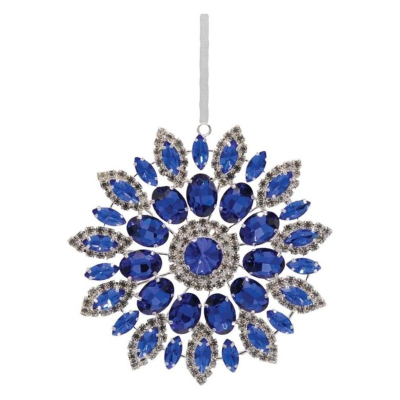 4.25in Hanging Faux Jewel Ornament: Blue