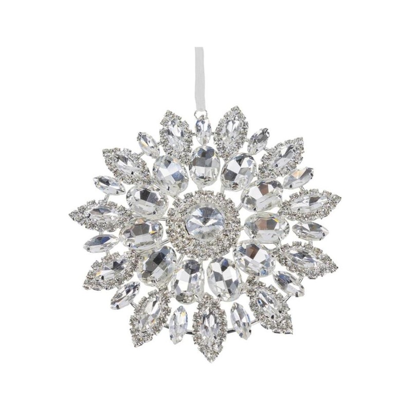 4.25in Hanging Faux Jewel Ornament: Clear