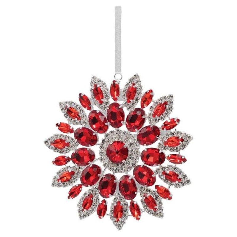 4.25in Hanging Faux Jewel Ornament: Red