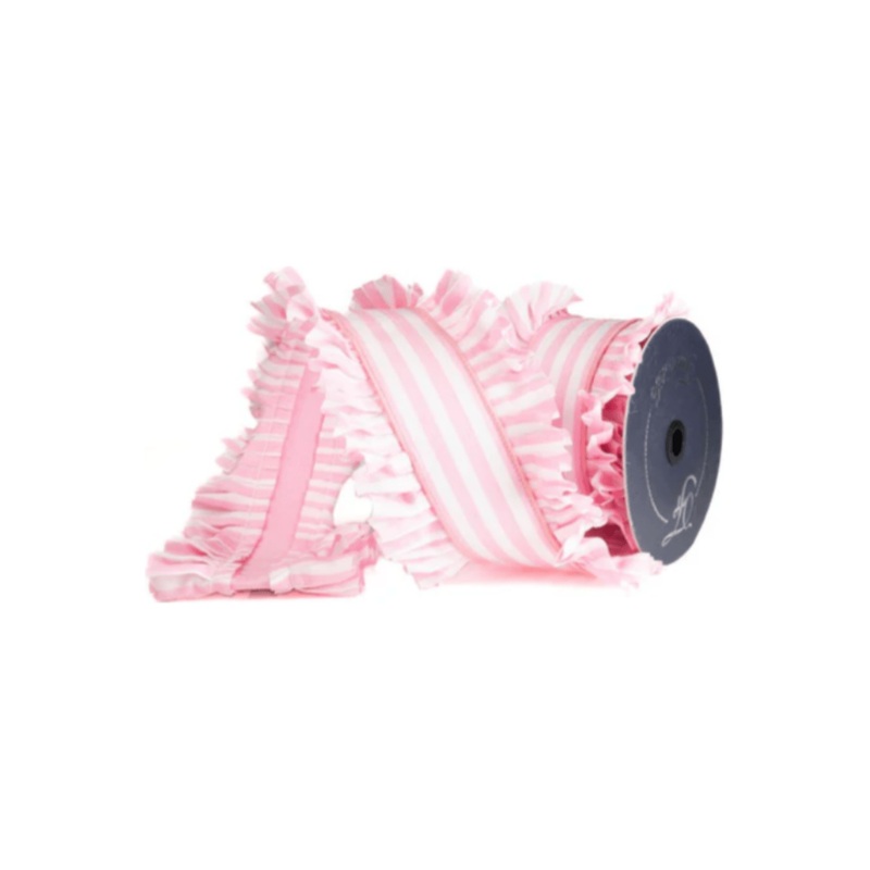 4.5″ Candy Wrap Ruffle Ribbon: Pink (5 Yards)
