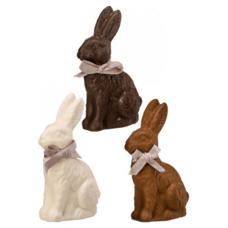 4″ Resin Chocolate Bunny with Bow (Set of 3)