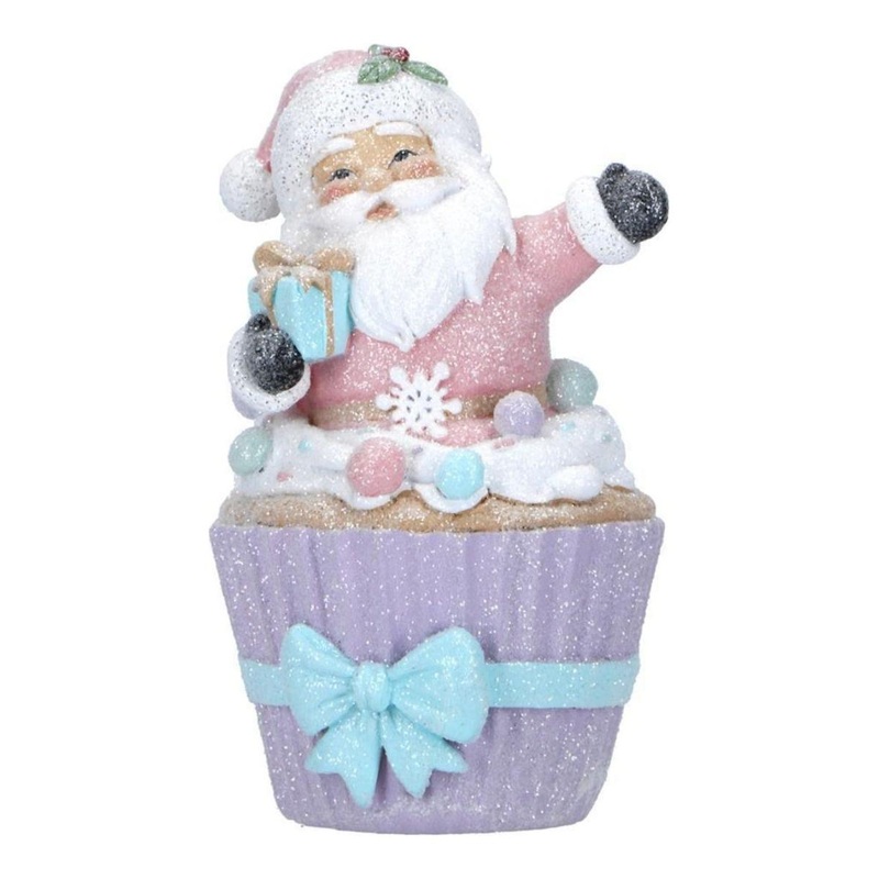 5.9″ LED Santa Cupcake Figurine