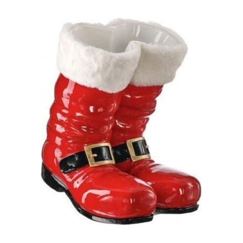 9.5″ Resin Santa Boot Planter: Red
