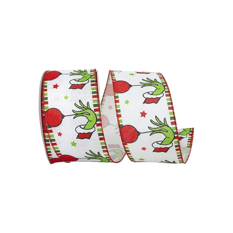 2.5″ Green Monster Hand Ornament Ribbon (10 Yards)