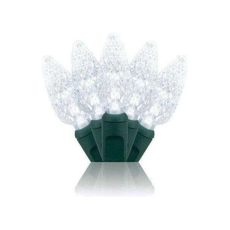 C6 Cool White LED Christmas Lights, 35 Bulbs