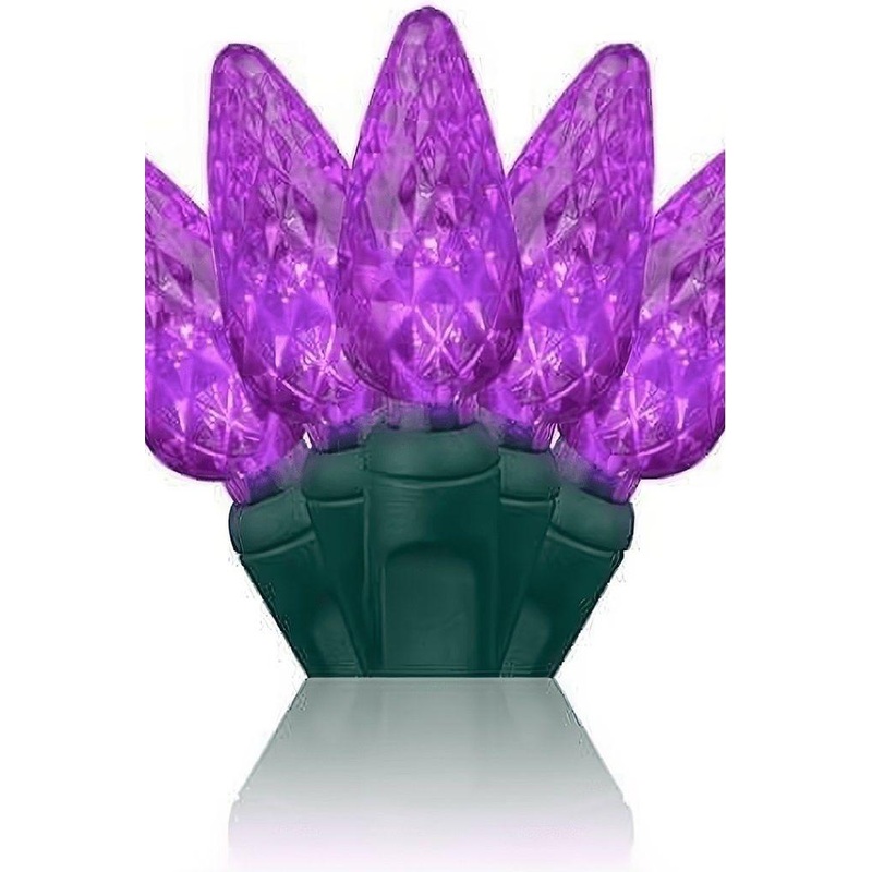 C6 Purple LED Christmas Lights, 70 Bulbs