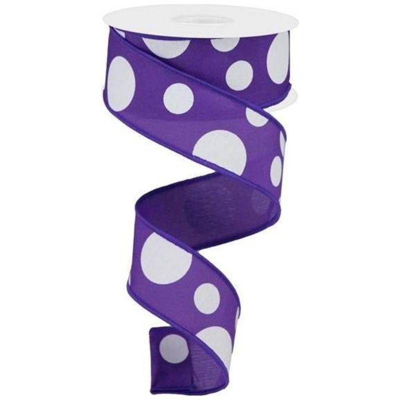 1.5″ Giant Three Size Polka Dot Ribbon: Purple (10 Yards)