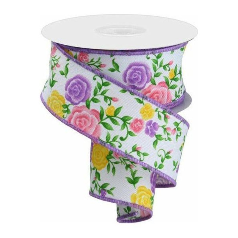 1.5″ Mini Roses Ribbon: Lavender (10 Yards)