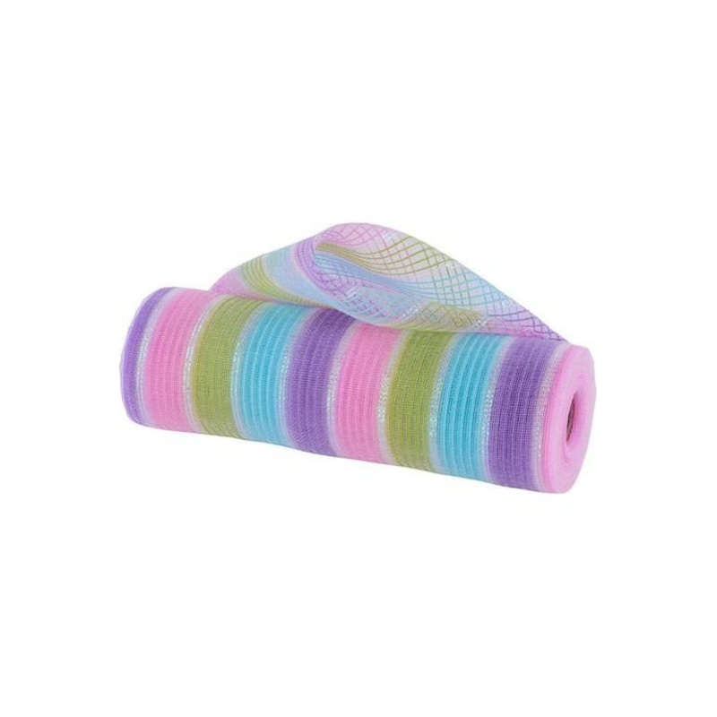 10.25″ Fine Weave Faux Jute Stripe Mesh: Pastel (10 Yards)
