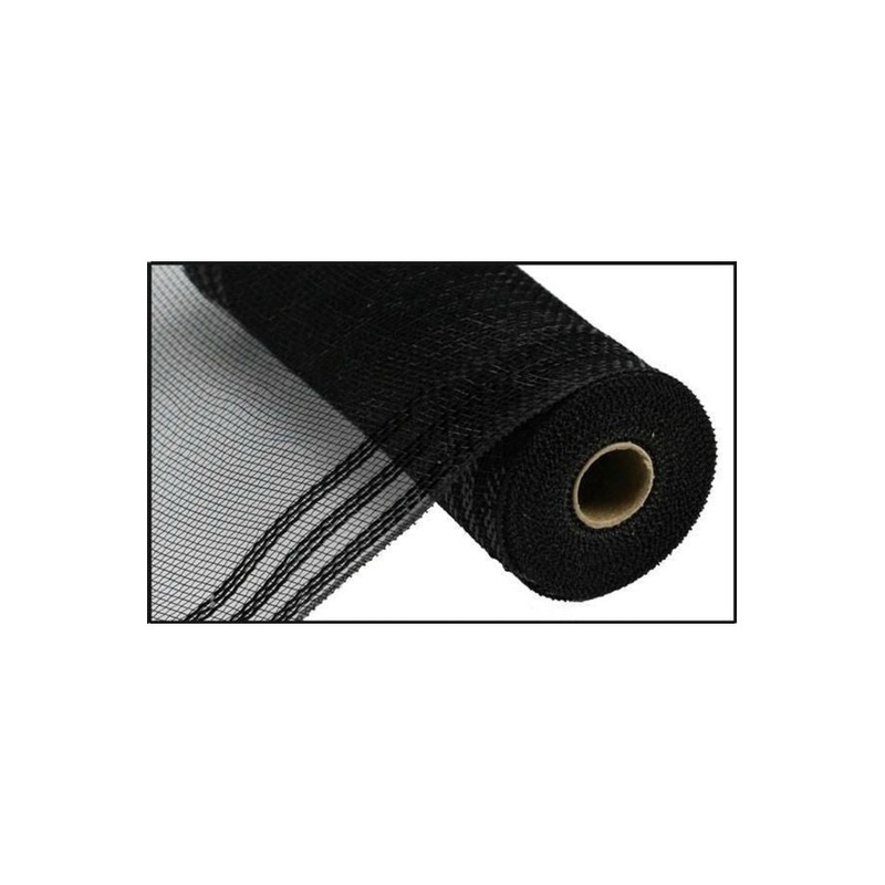 10.5″ Border Stripe Metallic Mesh Ribbon: Black (10 Yards)